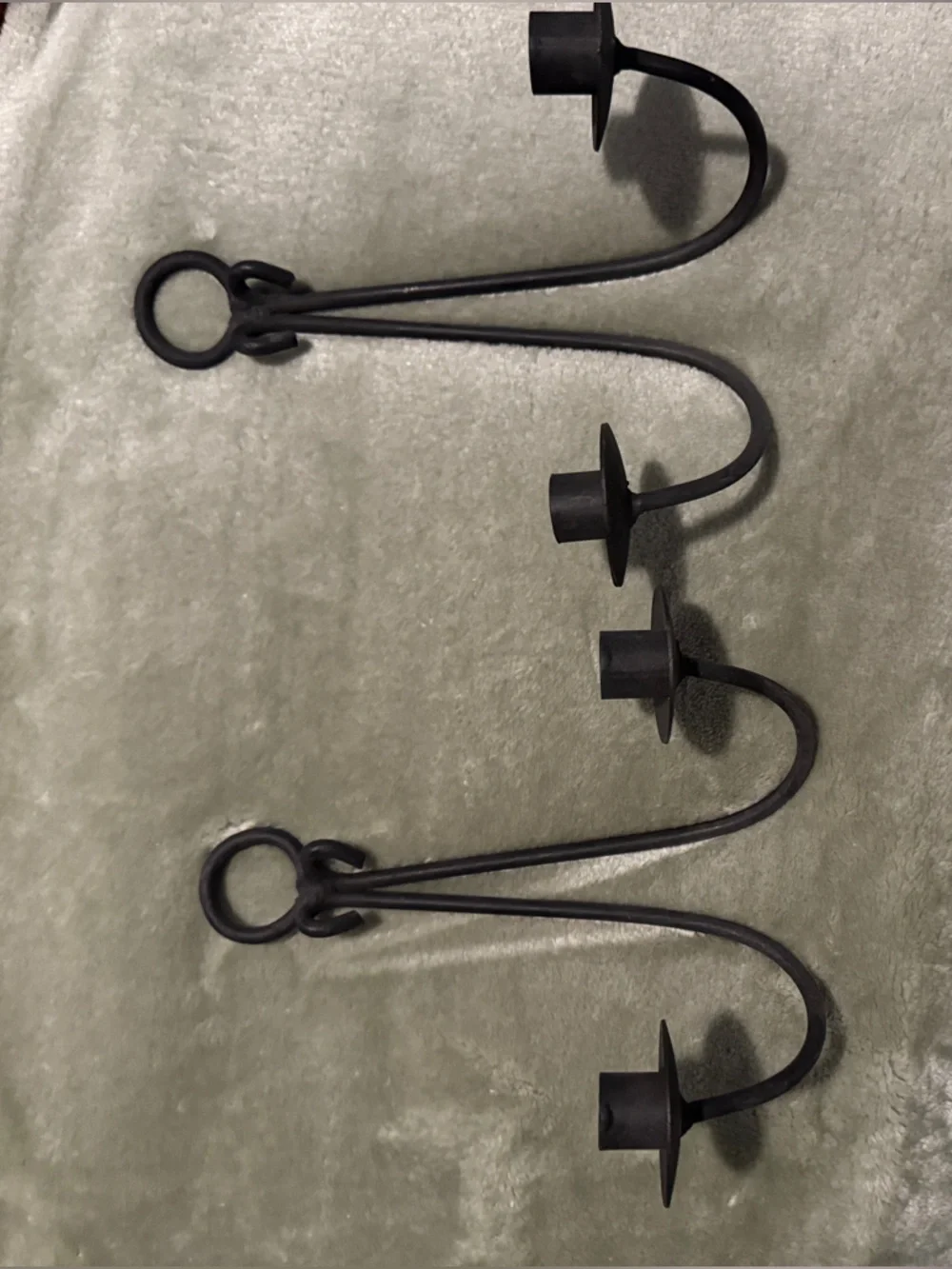 Black Double-Arm Iron Wall Candle Sconce - Unbranded